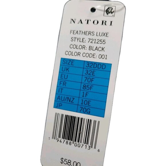 Natori Feathers Luxe Mesh Full Fit Lace Bra Black Size 32DDD - Picture 7 of 7